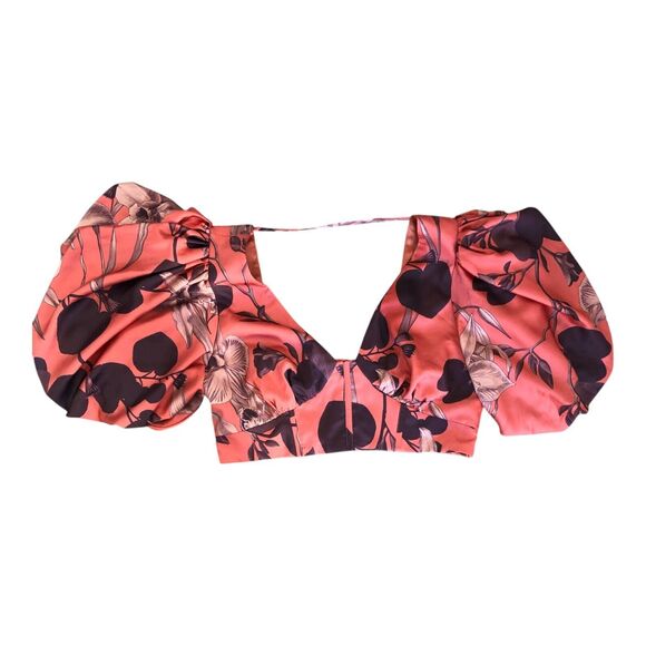 ASOS Sexy Puff Sleeve Deep V-Neck Corset Bodice Crop Top Open Back Sz‎ 10 - Picture 8 of 14